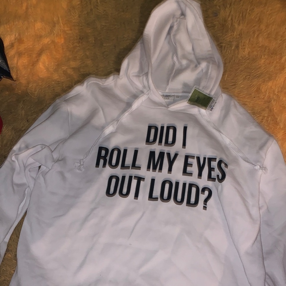 White cropped graphic sweatshirt.Brand new with tag!  Size large/ fits medium
